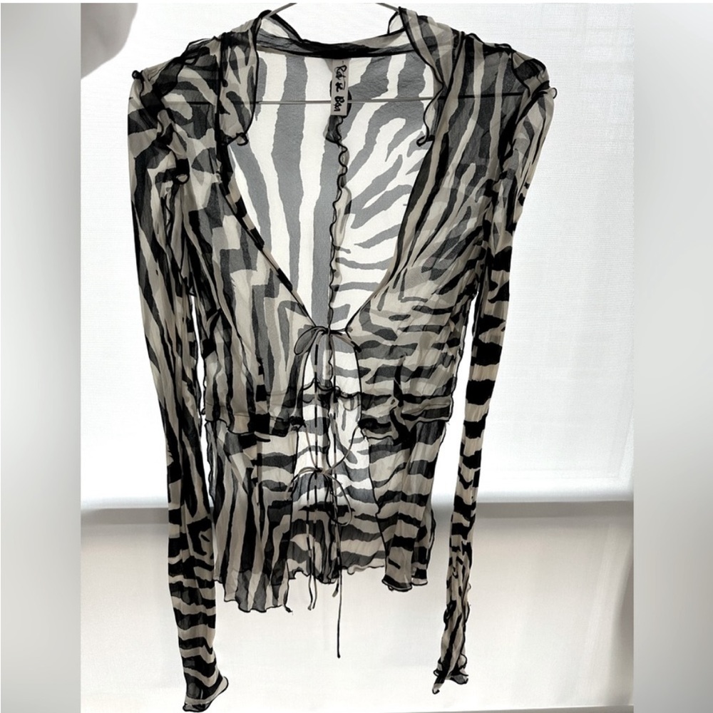 RAT & BOA Zephyr Zebra Tie Up Sheer Top XXS